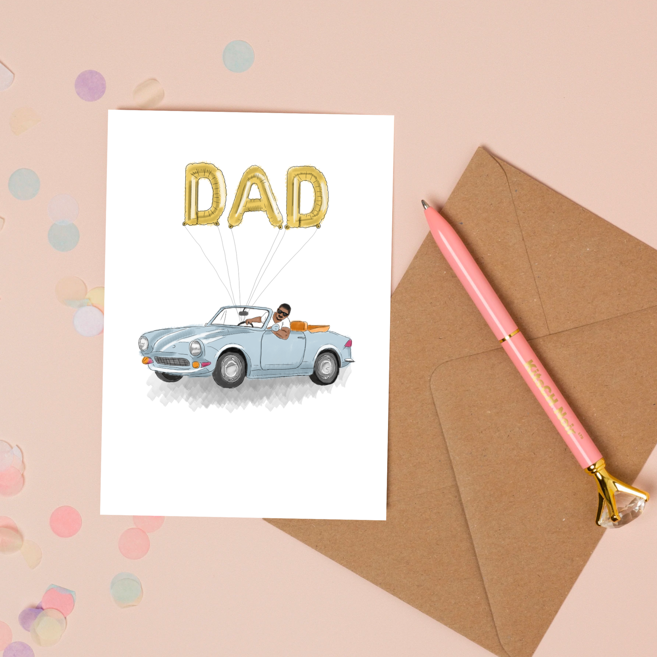Dad & his convertible (Greeting Card) – KitsCH Noir